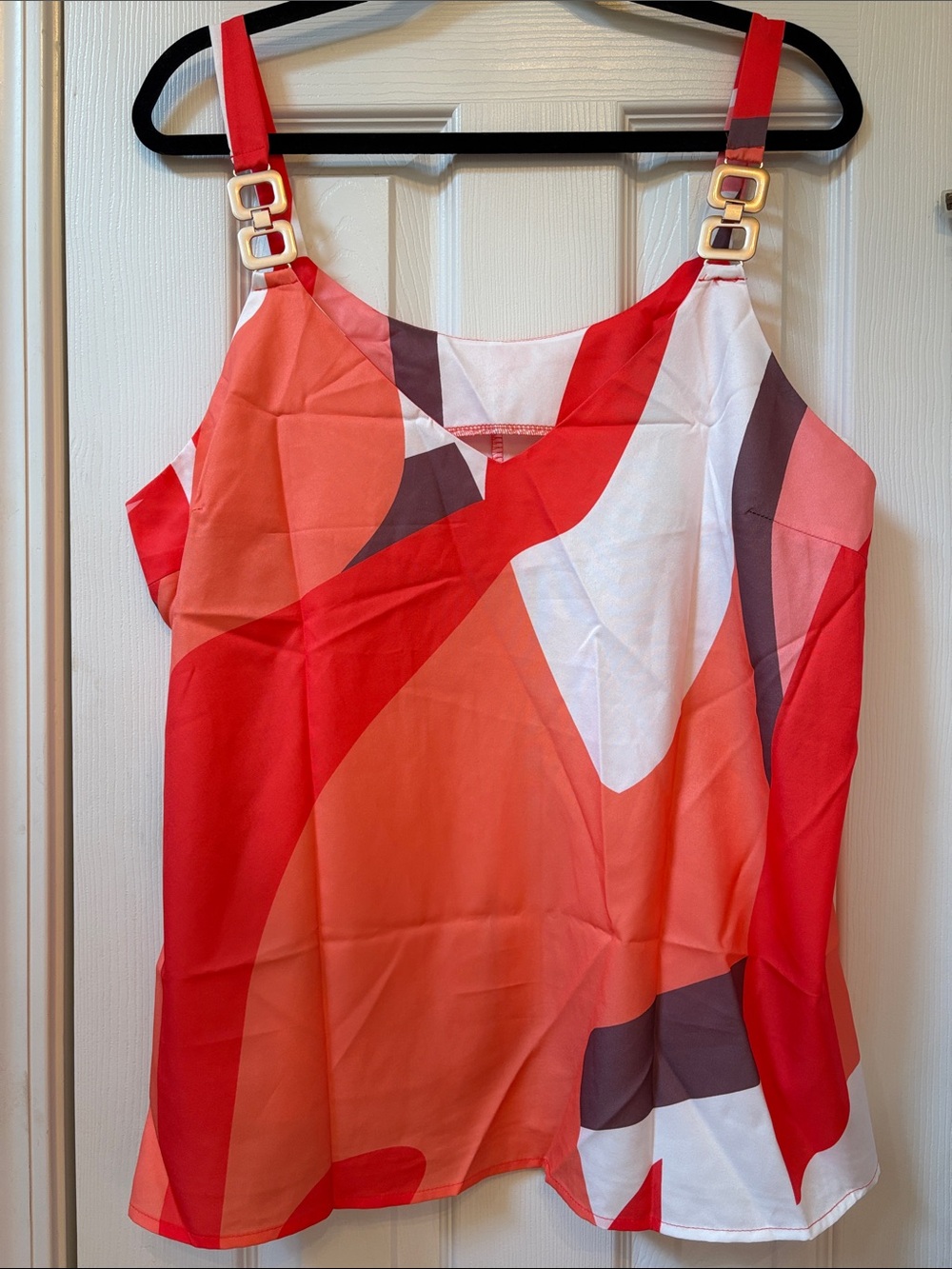 1X Women’s Red/Orange Abstract Print Tank Top